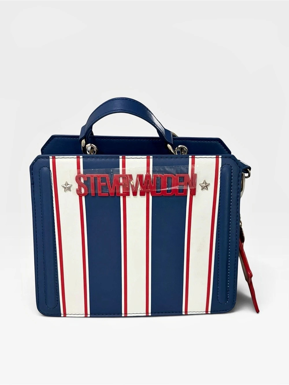 Steve Madden Bevlynn Satchel Blue & White Striped